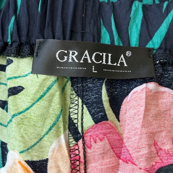Gracila Tropical Floral Print Wide-Leg Cropped Pants – Size Large - Picture 6 of 11
